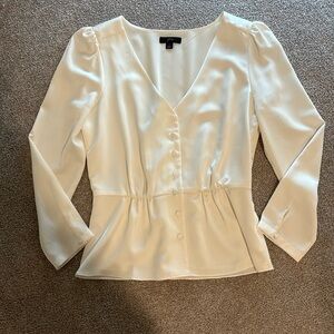 Jcrew Cream Satin Peplum Top - 4